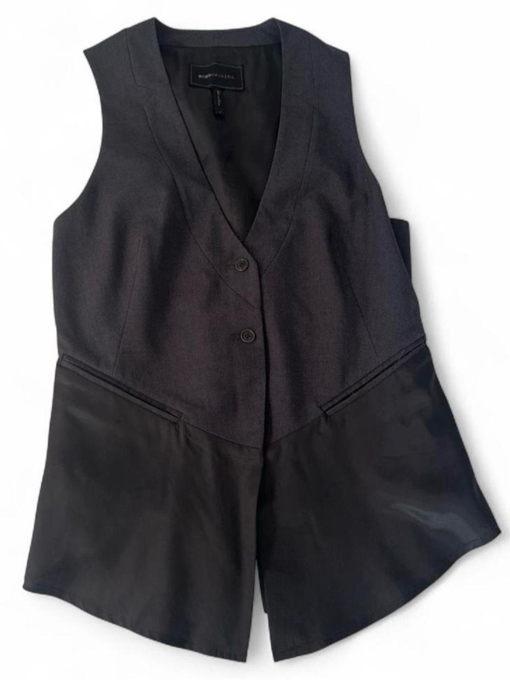 BCBGMaxAzria Black and Gold Logo Lined Jacket Vest